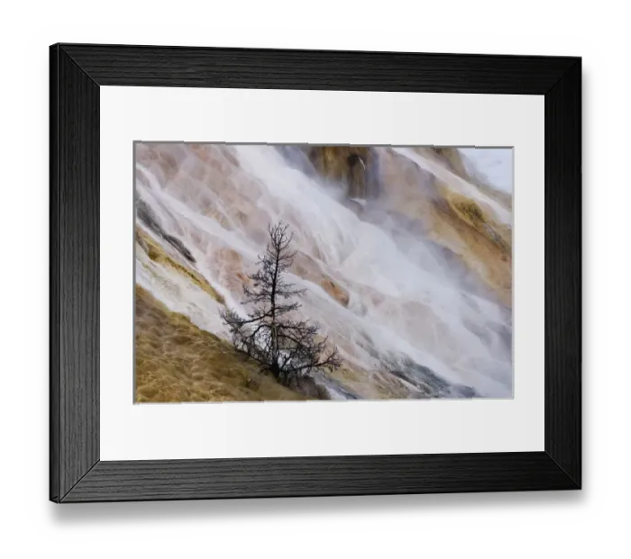 Framed Print : USA, Wyoming, Yellowstone National Park. Mammoth Hot Springs waterfall cascade. Credit as