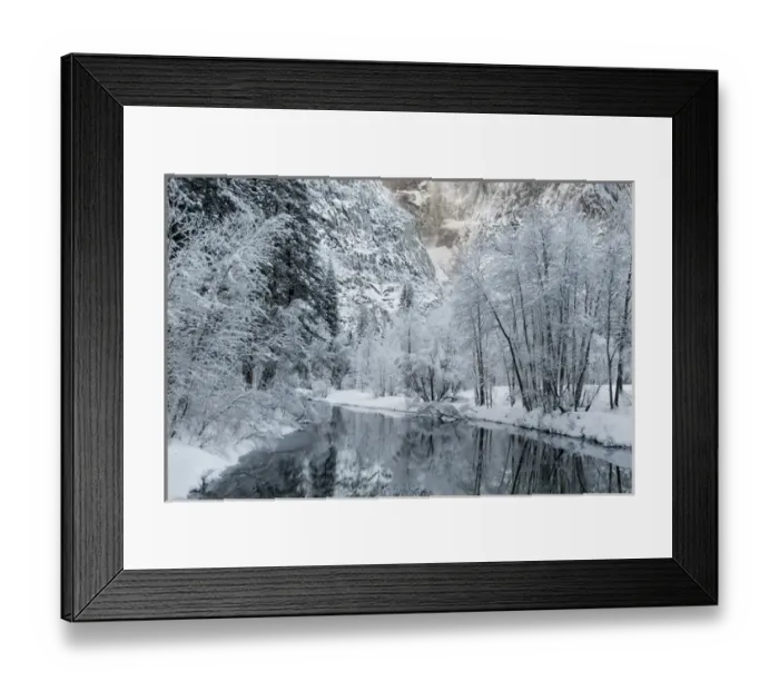 Framed Print : USA, California, Yosemite National Park. Winter landscape of Merced River. Credit as
