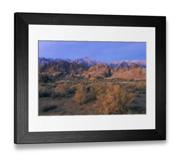 Framed Print : USA, California, Alabama Hills. View of Lone Pine Peak and Mount Whitney. Credit as