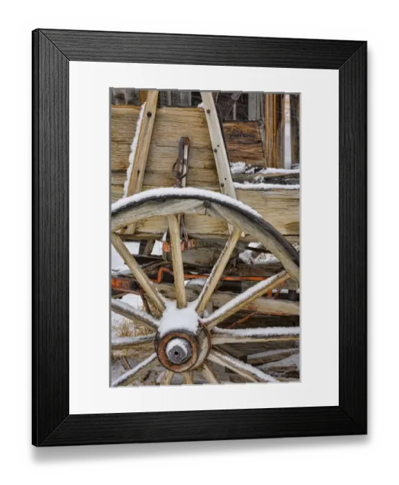Framed Print : USA, California, Bodie. Close-up of wagon wheel
