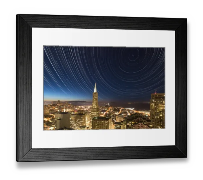 Framed Print : USA, California, San Francisco. Composite of star trails above Transamerica Building Framed Print : USA, California, San Francisco. Composite of star trails above Transamerica Building
