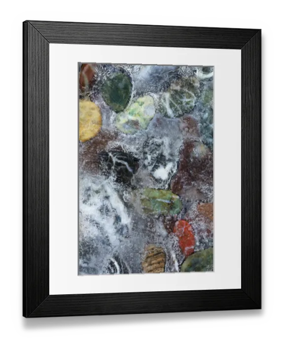 Framed Print : USA, California, Big Sur. Thawing ice-covered stones on frozen creek Framed Print : USA, California, Big Sur. Thawing ice-covered stones on frozen creek