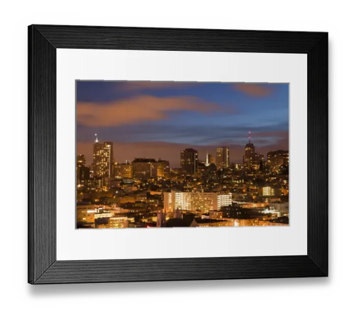 Framed Print : View of the city skyline from Coit Hill in San Francisco, California, USA Framed Print : View of the city skyline from Coit Hill in San Francisco, California, USA
