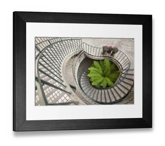 Framed Print : Spiral staircase at the Embarcadero Center in downtown San Francisco, California, USA