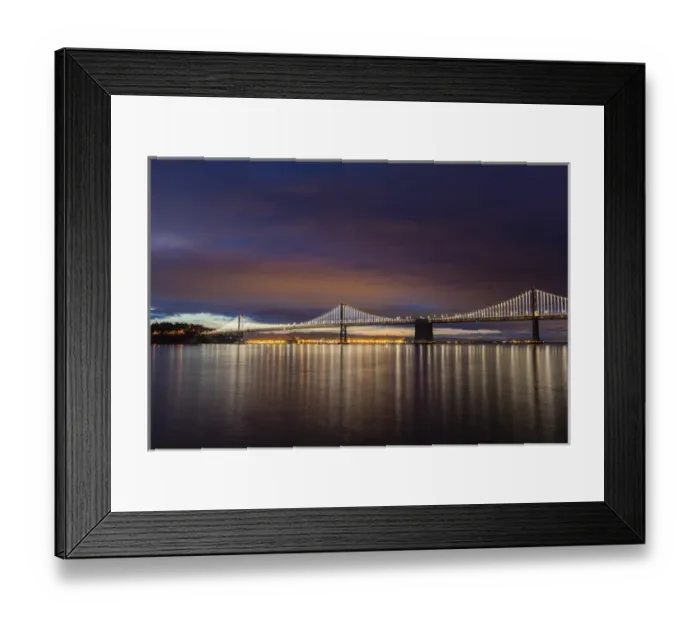 Framed Print : The Bay Bridge reflects at dawn in San Francisco, California, USA Framed Print : The Bay Bridge reflects at dawn in San Francisco, California, USA