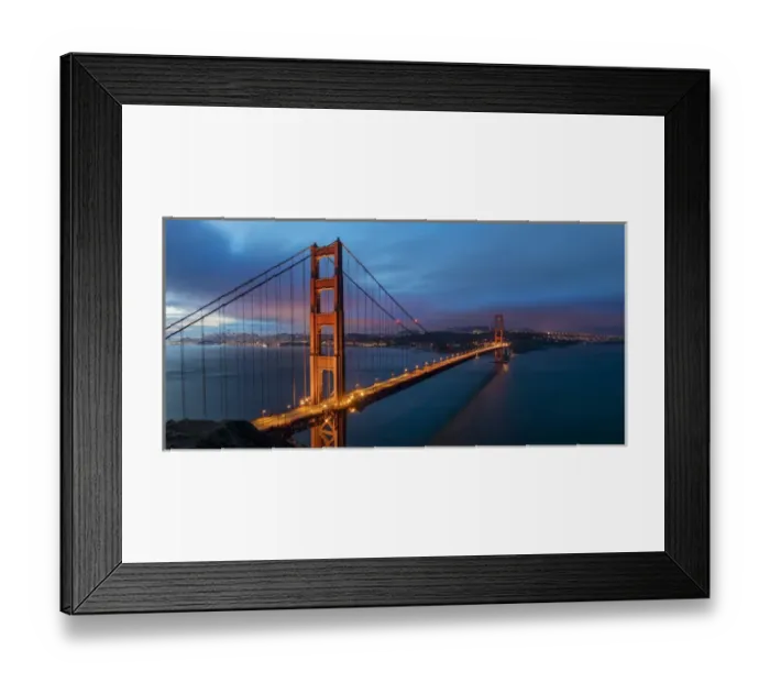 Framed Print : Early morning traffic on the Golden Gate Bridge in San Francisco, California, USA Framed Print : Early morning traffic on the Golden Gate Bridge in San Francisco, California, USA