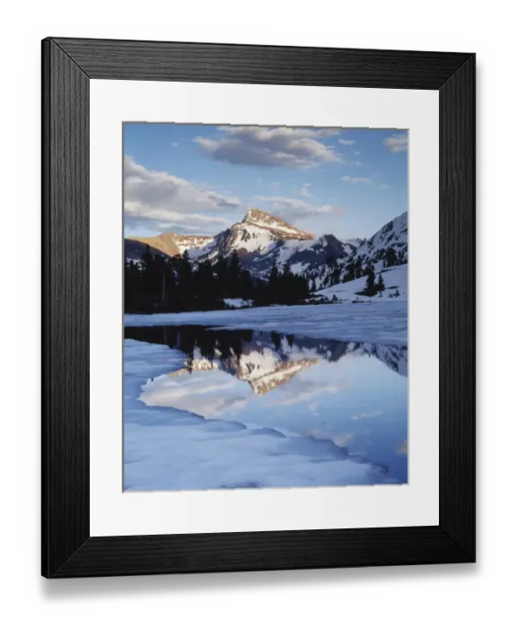 Framed Print : CTF-0411. California, Sierra Nevada Mountains, Dana Peak reflecting in a frozen lake Framed Print : CTF-0411. California, Sierra Nevada Mountains, Dana Peak reflecting in a frozen lake