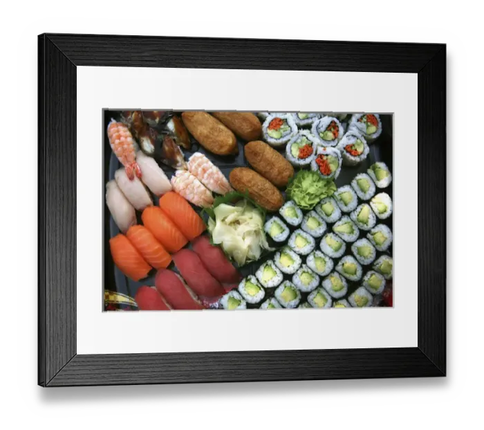 Framed Print : Assortment of Japanese sushi favorites Framed Print : Assortment of Japanese sushi favorites