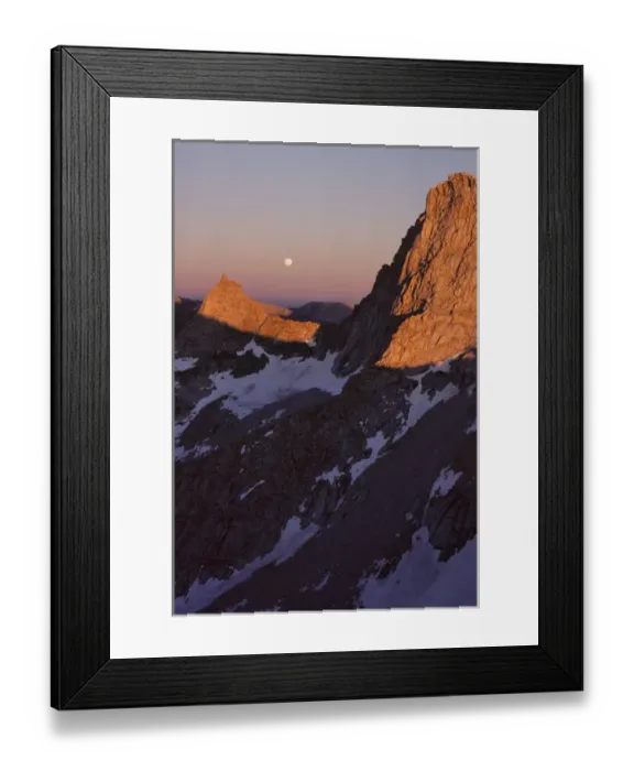 Framed Print : USA, Sawtooth Peak, Sunset, Moonrise, Sequoia and Kings Canyon National Park, California