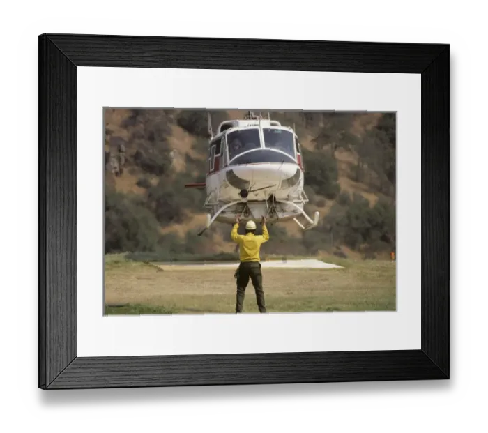 Framed Print : USA, California, Fire Helicopter, Sequoia and Kings Canyon National Park