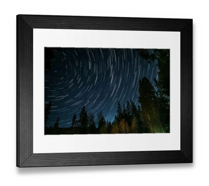 Framed Print : Time lapse photograph showing star trails above the forest near Lake Tahoe, CA Framed Print : Time lapse photograph showing star trails above the forest near Lake Tahoe, CA