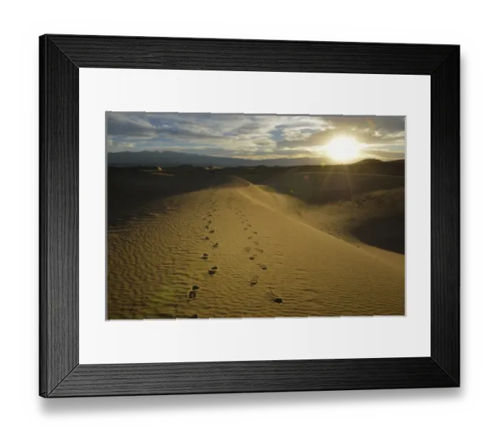Framed Print : USA, California, Death Valley, Footprints on the dunes at the Mesquite Flat Sand Dunes Framed Print : USA, California, Death Valley, Footprints on the dunes at the Mesquite Flat Sand Dunes