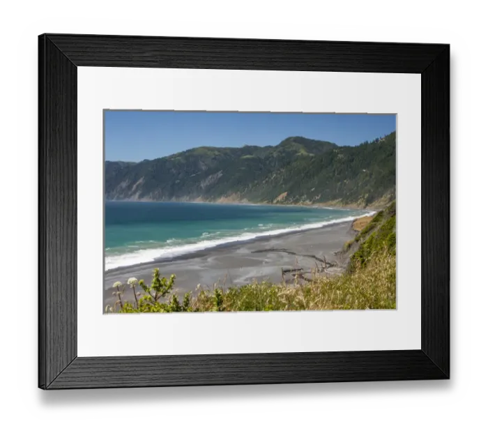 Framed Print : Humboldt County California. Black Sand Beach along the Lost Coast