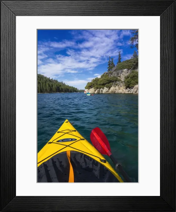 Framed Print : Kayaking in Emerald Bay at Fannette Island, Emerald Bay State Park, Lake Tahoe, California Framed Print : Kayaking in Emerald Bay at Fannette Island, Emerald Bay State Park, Lake Tahoe, California