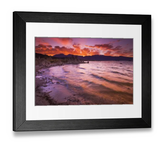 Framed Print : Sunset over the Sierra Nevada from Mono Lake, Mono Basin National Scenic Area, California Framed Print : Sunset over the Sierra Nevada from Mono Lake, Mono Basin National Scenic Area, California