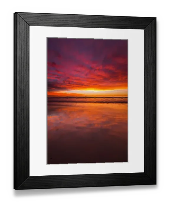 Framed Print : Sunset over the Channel Islands from Ventura State Beach, Ventura, California USA