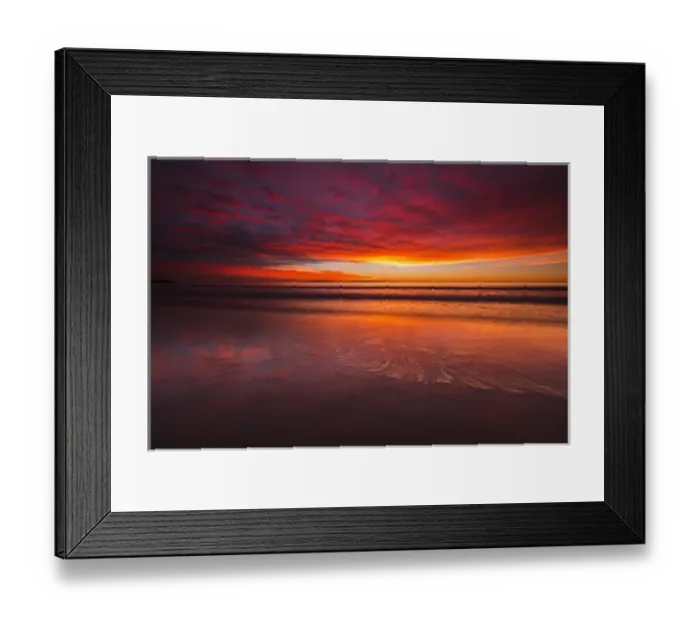 Framed Print : Sunset over the Channel Islands from Ventura State Beach, Ventura, California USA