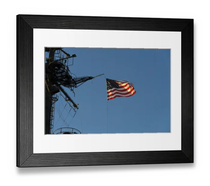 Framed Print : USA, California, San Diego. The American flag flies on board the USS Midway in San Diego Framed Print : USA, California, San Diego. The American flag flies on board the USS Midway in San Diego