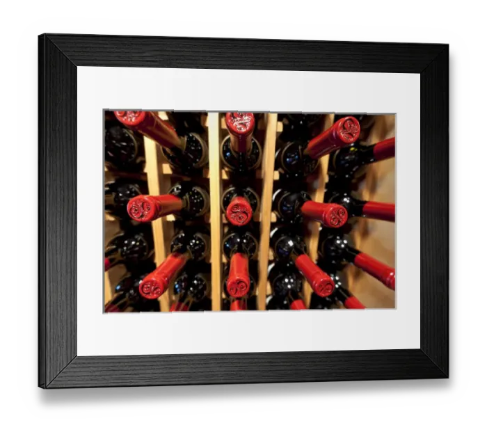 Framed Print : USA, California, Temecula. Wine bottles in a rack Framed Print : USA, California, Temecula. Wine bottles in a rack