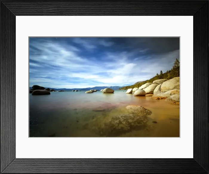Framed Print : Serene landscape of lake