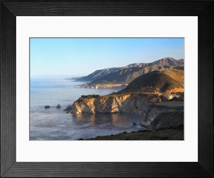 Framed Print : Northward view of Coastline from Big Sur, California at sunrise