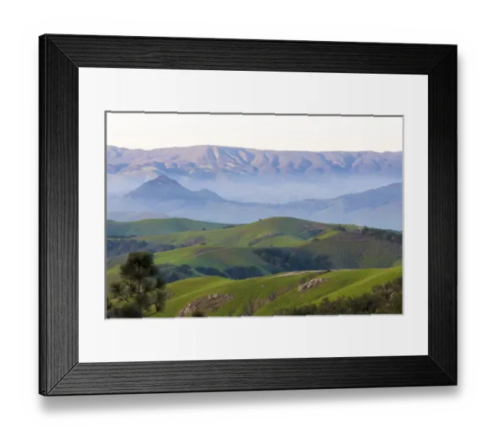 Framed Print : US, CA. Central California coast See Canyon. Evening fog. Morro Rocks as some refer to Morro Rock