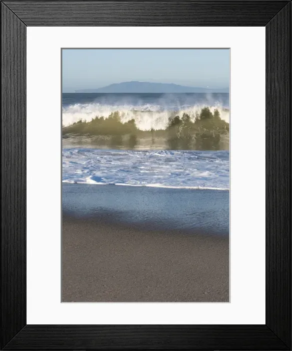 Framed Print : US, CA, Oxnard. Offshore wind blows spray back from waves. Channel Islands on horizon Framed Print : US, CA, Oxnard. Offshore wind blows spray back from waves. Channel Islands on horizon