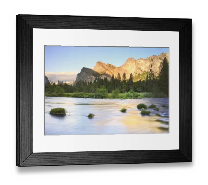 Framed Print : Bridalveil Falls behind Merced River. Yosemite, California, US Framed Print : Bridalveil Falls behind Merced River. Yosemite, California, US