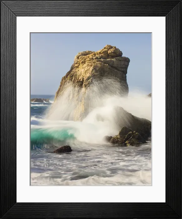 Framed Print : Foam in the air from breaking waves. Garrapata State Park. View towards North. Entrance #7