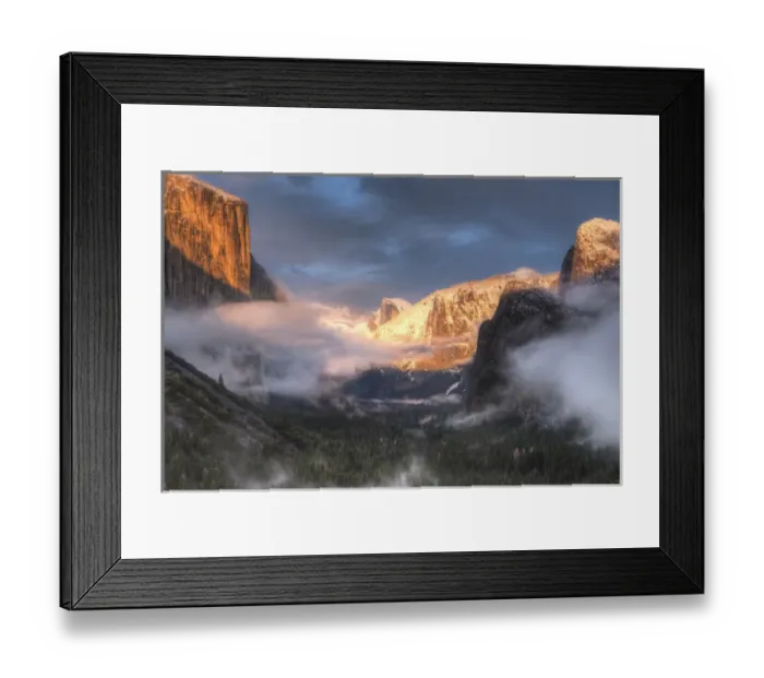 Framed Print : Inspiration point -- Tunnel View -- sunset colors. El Capitan and Half Dome. Yosemite