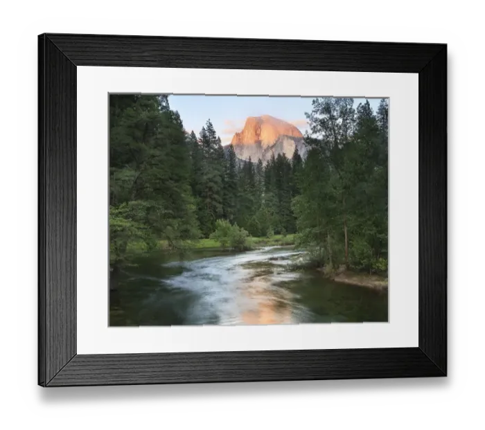 Framed Print : Half Dome with Sunset over Merced River. Yosemite, California, US Framed Print : Half Dome with Sunset over Merced River. Yosemite, California, US
