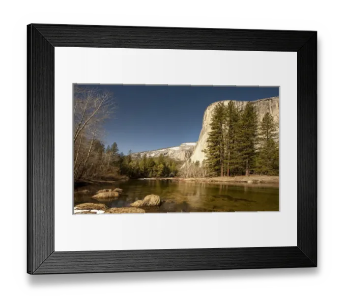 Framed Print : El Capitan towers over Merced River. Yosemite, California, US