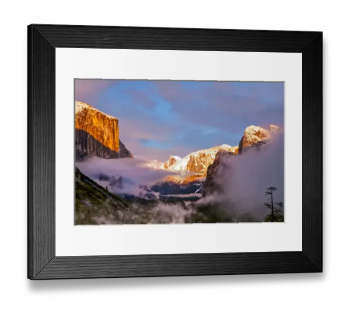 Framed Print : Sunset colors the classic Tunnel-View, El Capitan and Half Dome. Yosemite, California, US Framed Print : Sunset colors the classic Tunnel-View, El Capitan and Half Dome. Yosemite, California, US