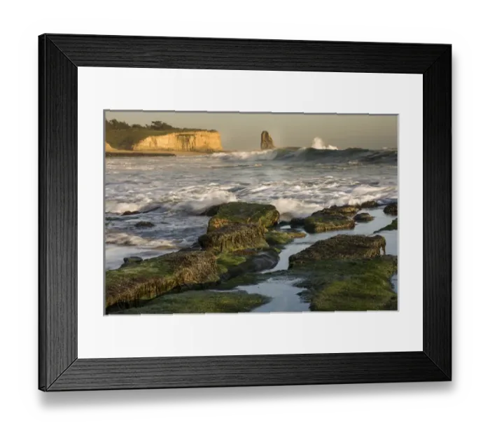 Framed Print : Surf on four-mile beach. Santa Cruz coast, California, US