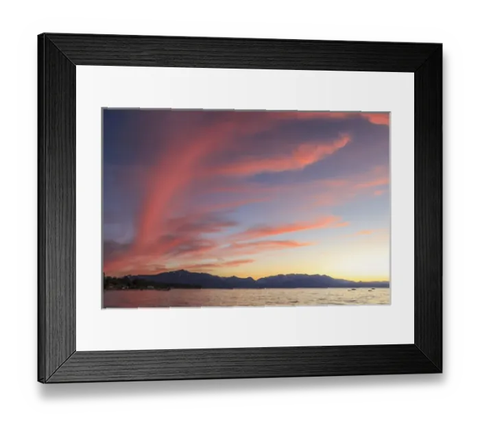 Framed Print : Spectacular sunset colors. Lake Tahoe. California Framed Print : Spectacular sunset colors. Lake Tahoe. California