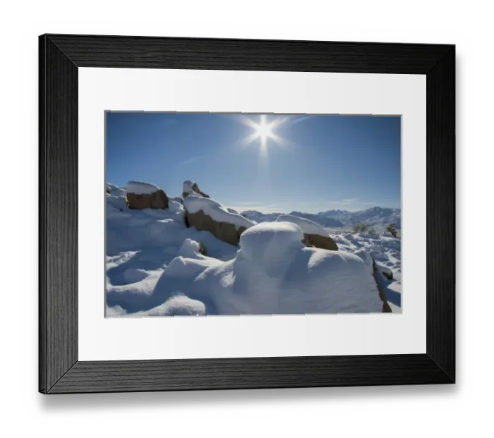 Framed Print : Snow at Joshua Tree National Park, California