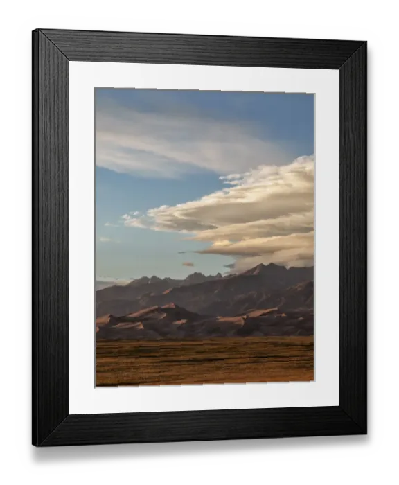 Framed Print : USA, Colorado, Great Sand Dunes National Park and Preserve, Lenticular clouds over
