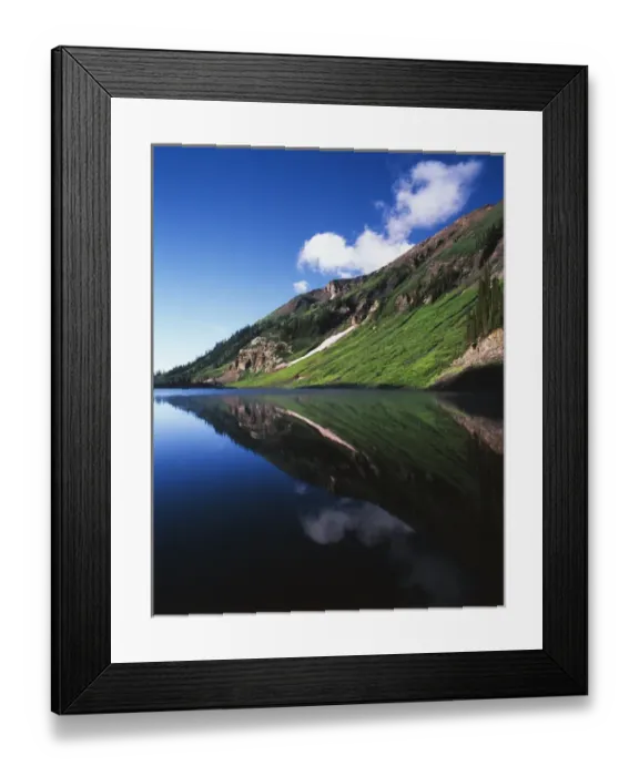 Framed Print : USA, Colorado, Gunnison National Forest, View of Emerald Lake with mountain slope Framed Print : USA, Colorado, Gunnison National Forest, View of Emerald Lake with mountain slope