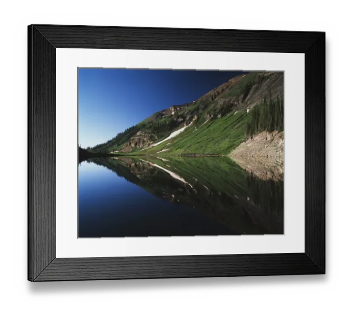 Framed Print : USA, Colorado, Gunnison National Forest, View of Emerald Lake with mountain slope Framed Print : USA, Colorado, Gunnison National Forest, View of Emerald Lake with mountain slope