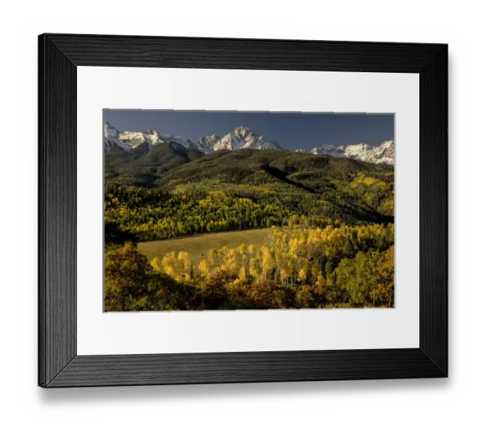 Framed Print : Autumn aspen trees and Mount Sneffels, Mount Sneffels Wilderness, Uncompahgre National Forest