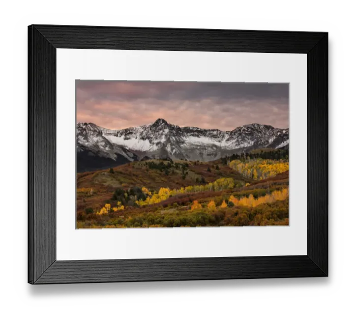 Framed Print : Autumn aspen trees and Sneffels Range, Mount Sneffels Wilderness, Uncompahgre National Forest Framed Print : Autumn aspen trees and Sneffels Range, Mount Sneffels Wilderness, Uncompahgre National Forest