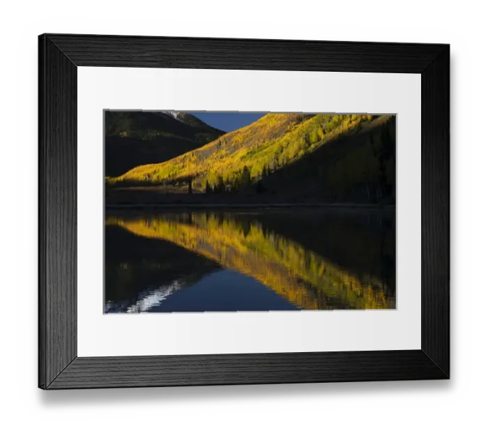 Framed Print : Fall colors and Red Mountain reflected on Crystal Lake at sunrise, near Ouray, Colorado Framed Print : Fall colors and Red Mountain reflected on Crystal Lake at sunrise, near Ouray, Colorado