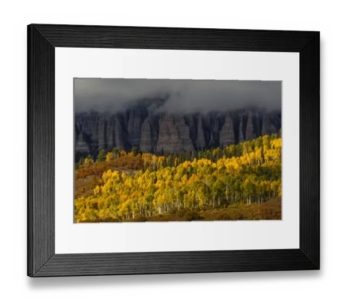 Framed Print : Cimarron range at sunset in autumn, San Juan Mountains, eastern Ouray County, Colorado