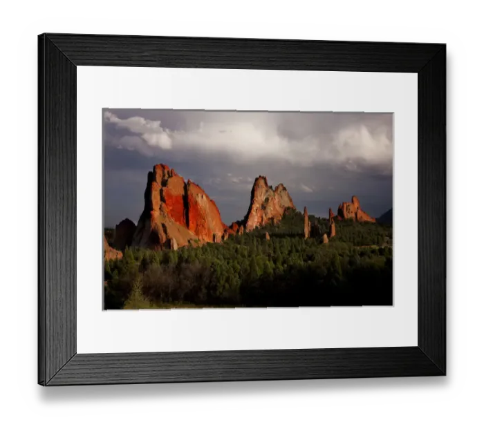 Framed Print : USA, Colorado, Garden of the Gods. Sunset light on sandstone formations. Credit as Framed Print : USA, Colorado, Garden of the Gods. Sunset light on sandstone formations. Credit as