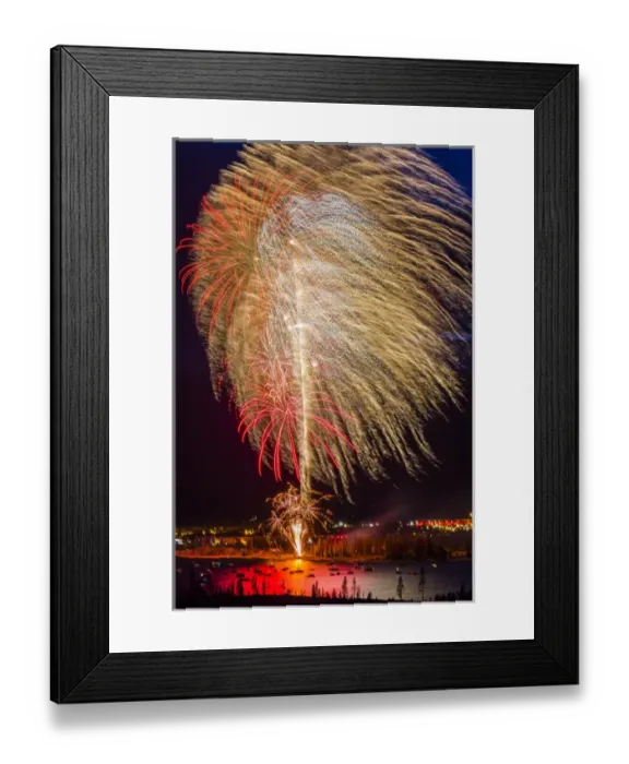 Framed Print : USA, Colorado, Frisco, Dillon Reservoir. Fireworks display on July 4th. Credit as Framed Print : USA, Colorado, Frisco, Dillon Reservoir. Fireworks display on July 4th. Credit as