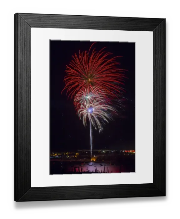 Framed Print : USA, Colorado, Frisco, Dillon Reservoir. Fireworks display on July 4th. Credit as Framed Print : USA, Colorado, Frisco, Dillon Reservoir. Fireworks display on July 4th. Credit as