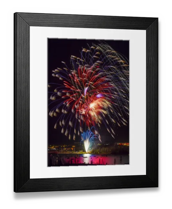 Framed Print : USA, Colorado, Frisco, Dillon Reservoir. Fireworks display on July 4th. Credit as Framed Print : USA, Colorado, Frisco, Dillon Reservoir. Fireworks display on July 4th. Credit as