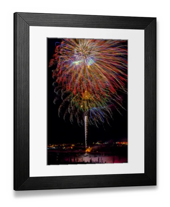 Framed Print : USA, Colorado, Frisco, Dillon Reservoir. Fireworks display on July 4th. Credit as Framed Print : USA, Colorado, Frisco, Dillon Reservoir. Fireworks display on July 4th. Credit as