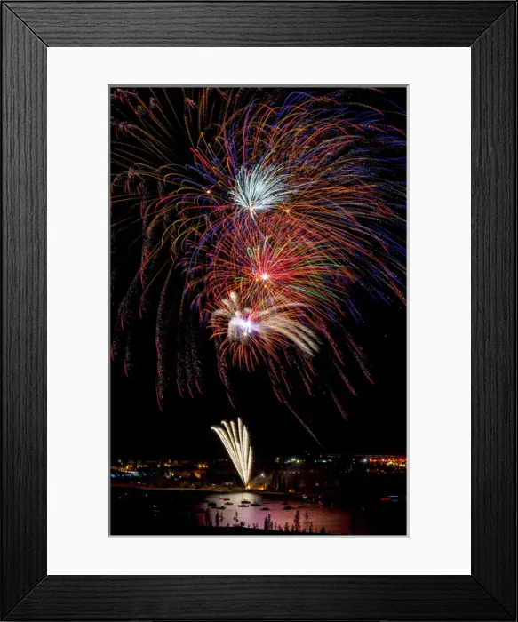 Framed Print : USA, Colorado, Frisco, Dillon Reservoir. Fireworks display on July 4th. Credit as Framed Print : USA, Colorado, Frisco, Dillon Reservoir. Fireworks display on July 4th. Credit as