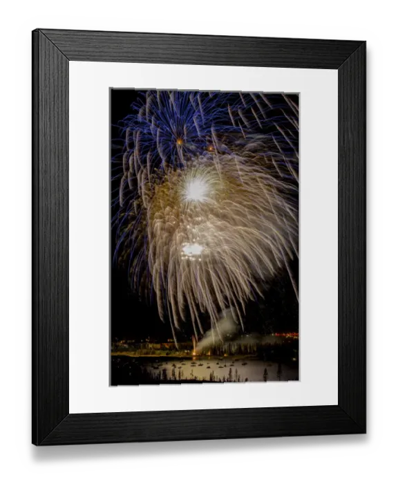 Framed Print : USA, Colorado, Frisco, Dillon Reservoir. Fireworks display on July 4th. Credit as Framed Print : USA, Colorado, Frisco, Dillon Reservoir. Fireworks display on July 4th. Credit as